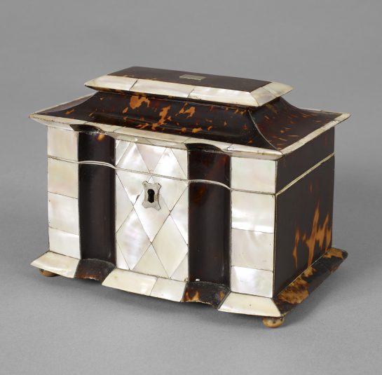 Rare Tortoise-Shell and Mother of Pearl Tea Caddy